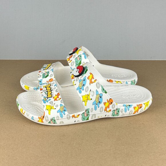 Crocs Classic Pokemon Two Strap Sandals Mens 10 Womens 12 White Multicolor - Picture 11 of 11